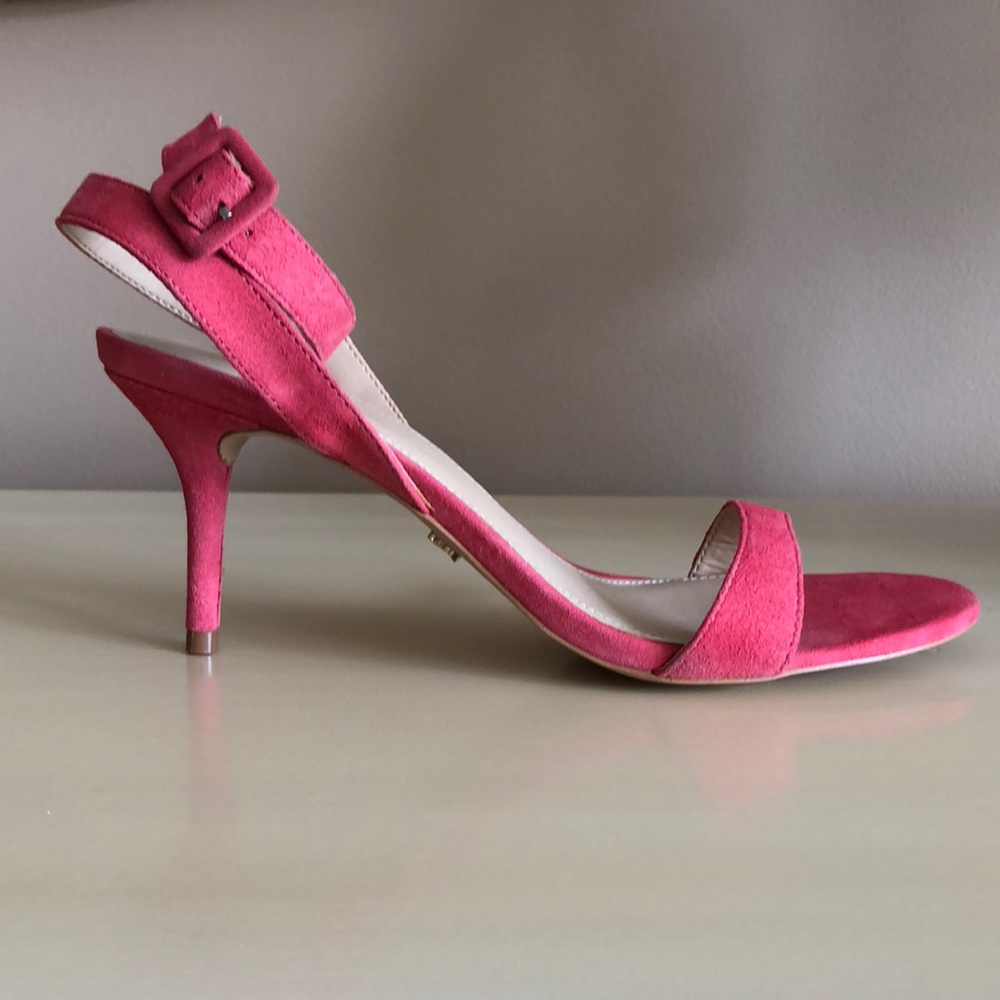 💗NEW💗Pink/Coral Genuine Suede Ankle Wrap Sandals by Victoria’s Secret - Picture 6 of 11